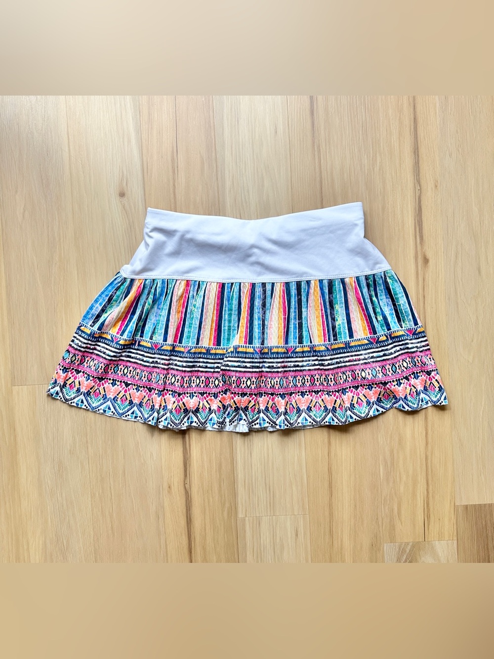 Lucky In Love Girls L (14)Pleated Tennis Skirt Hidden Shorts Pretty In Ink Print